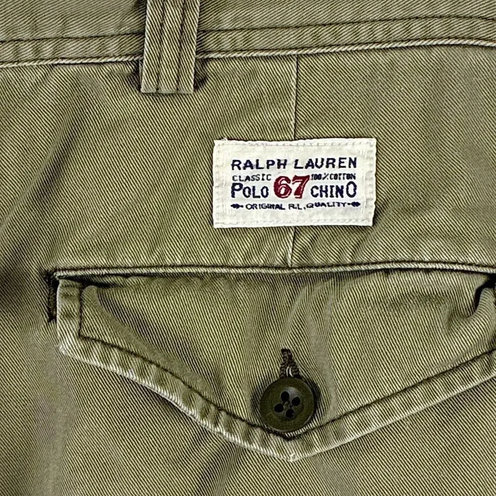 VTG Polo Ralph Lauren Cargo Shorts Men 40 Olive Baggy Preppy Grunge Military Y2K